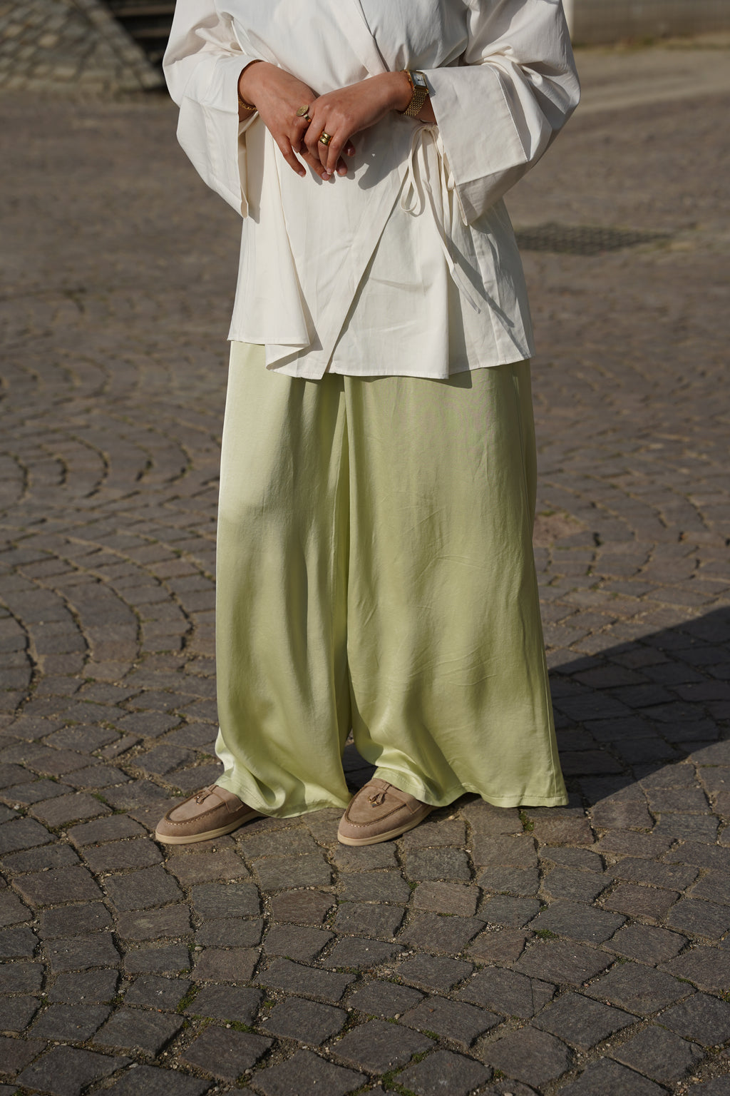 Pantalon fluide satinée